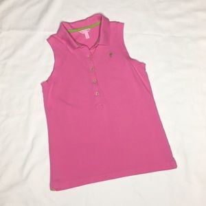 Lilly Pulitzer Pink and Green Sleeveless Polo
